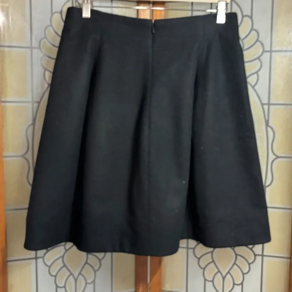 Ralph Lauren Sport Wool Blend Circle Flare Skirt Black Zipper Closure Size 10